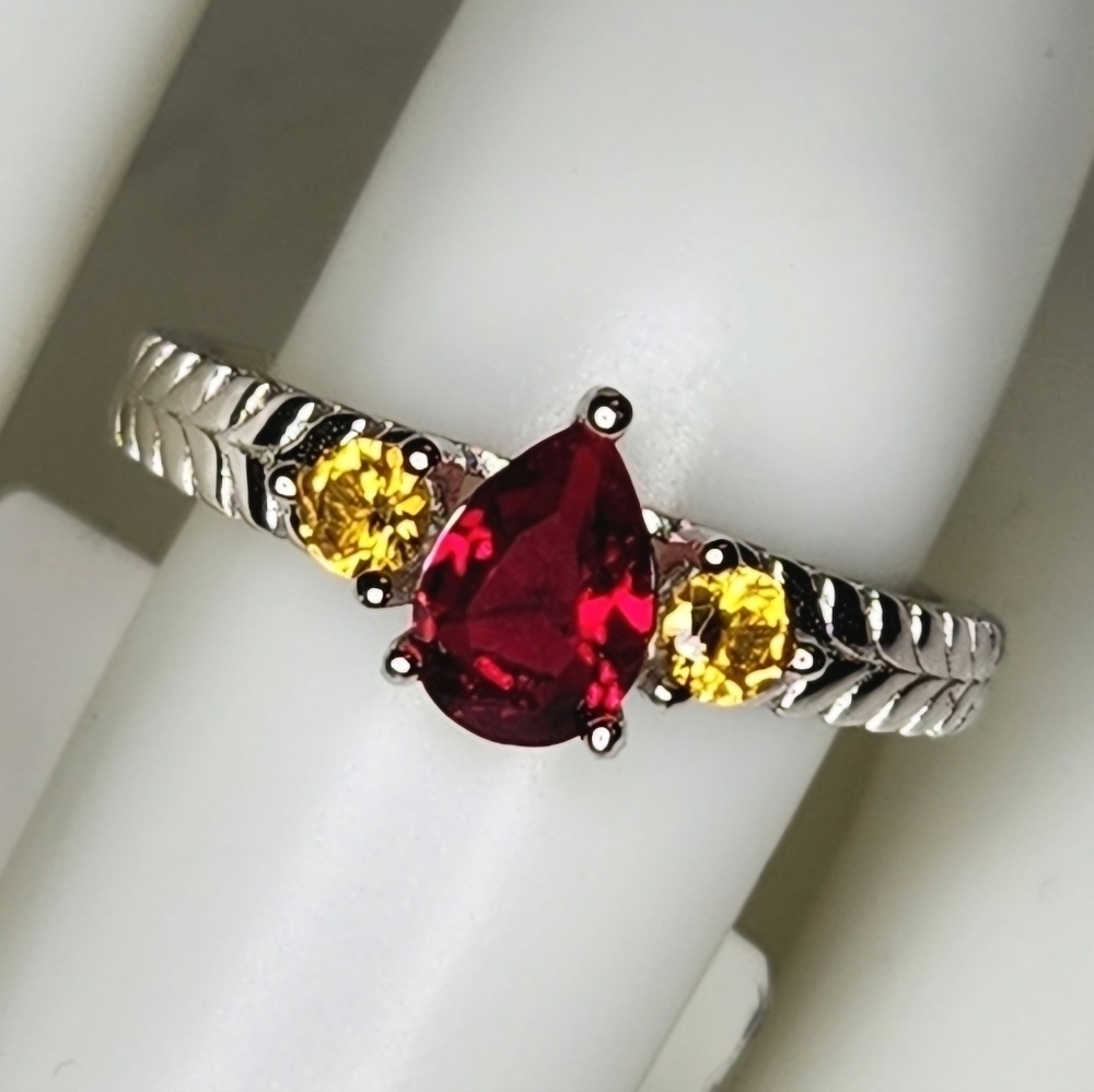 Sz.6 Ruby & Citrine Harry Potter Class Ring S925